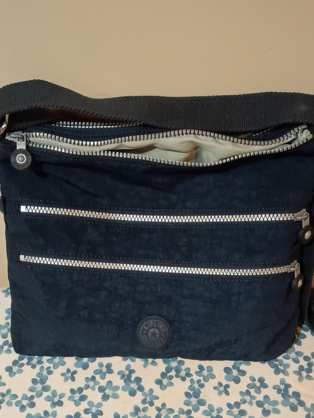 Kipling Dark Navy Crossbody Messenger with Dual Front Zips